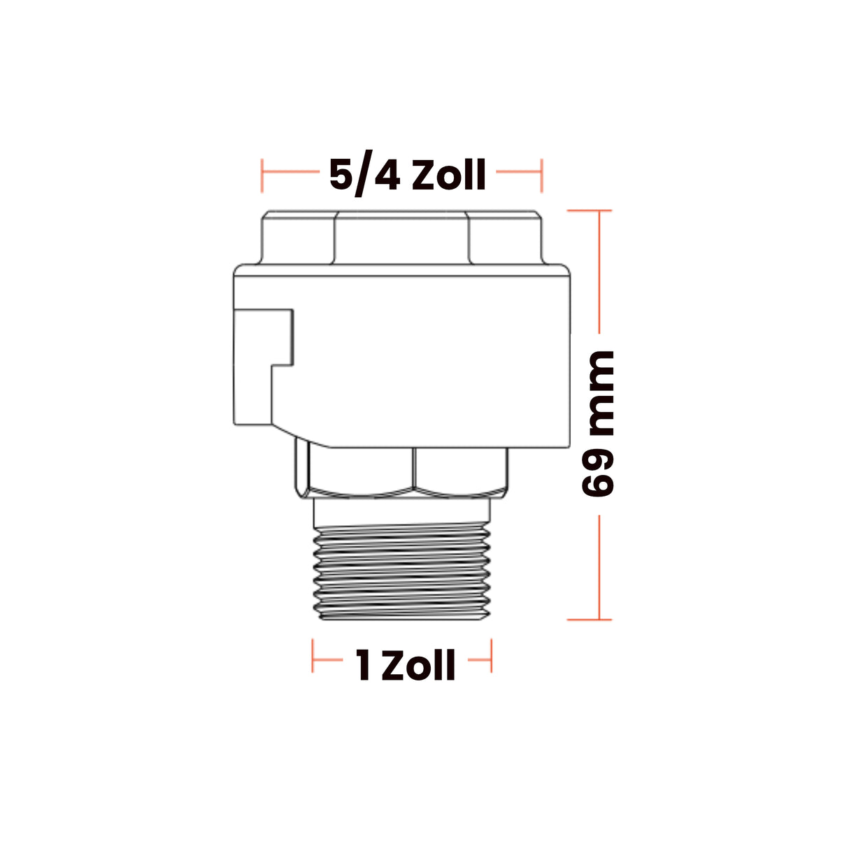 Kunststoff Verschraubung 1 Zoll 5/4 Zoll