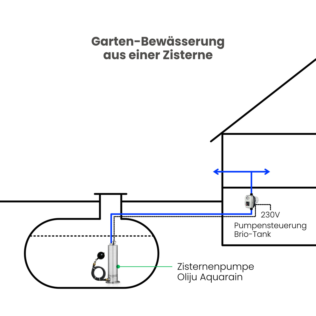 Zisternenpumpe Oliju Aquarain RJ 5.60.1M mit Schwimmender Entnahme