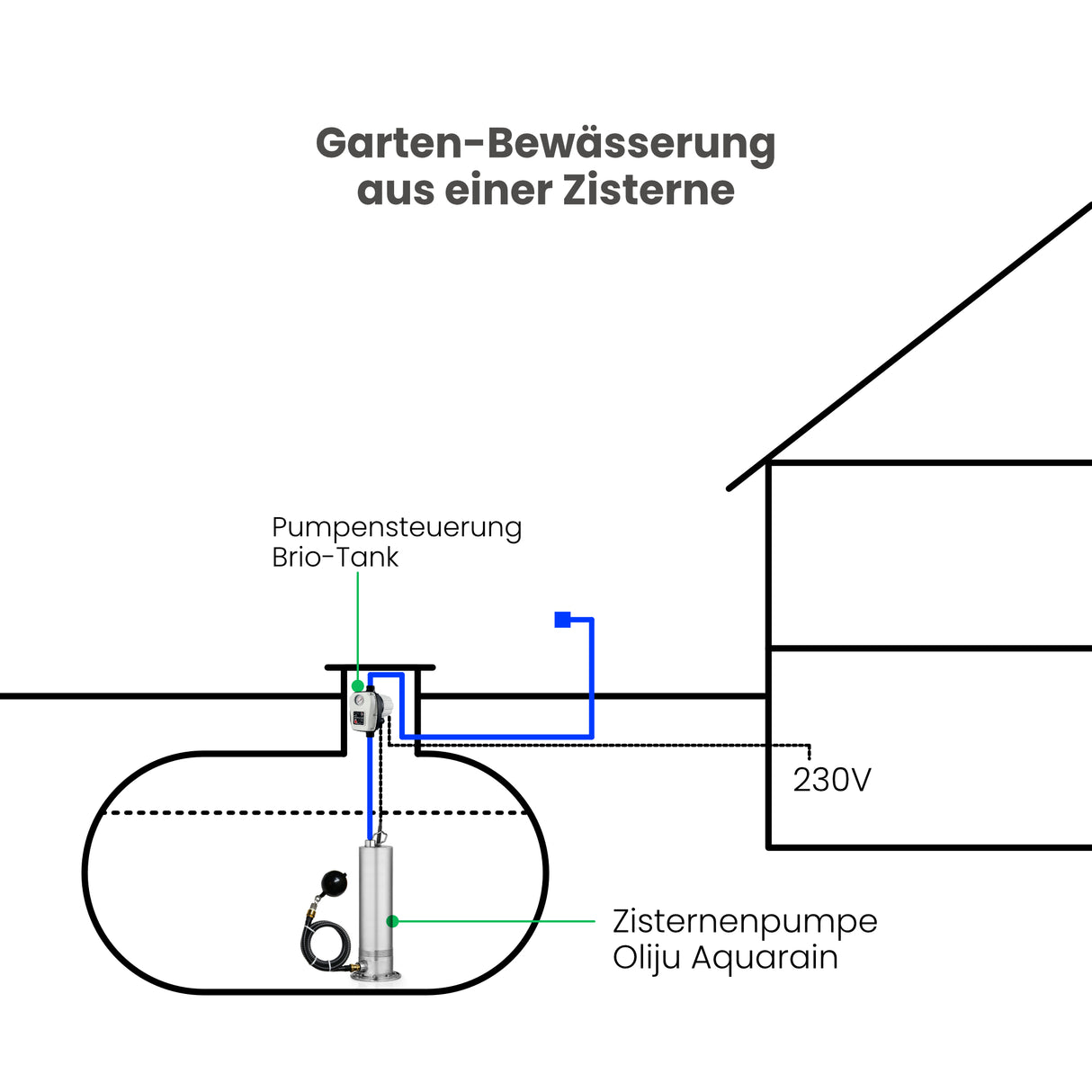 Zisternenpumpe Oliju Aquarain RJ 5.60.1M mit Schwimmender Entnahme
